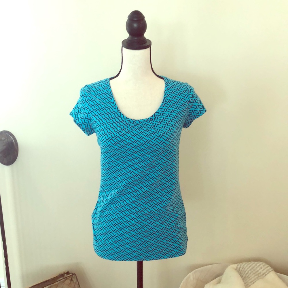 Blue and black Short Sleeve Top